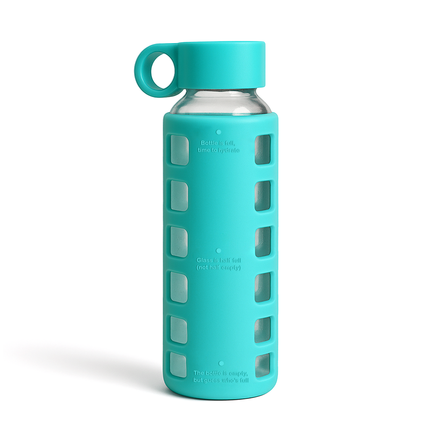 Glass Water Bottle with Silicone Sleeve & Time Markings