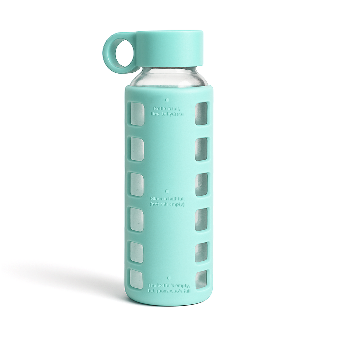 Glass Water Bottle with Silicone Sleeve & Time Markings