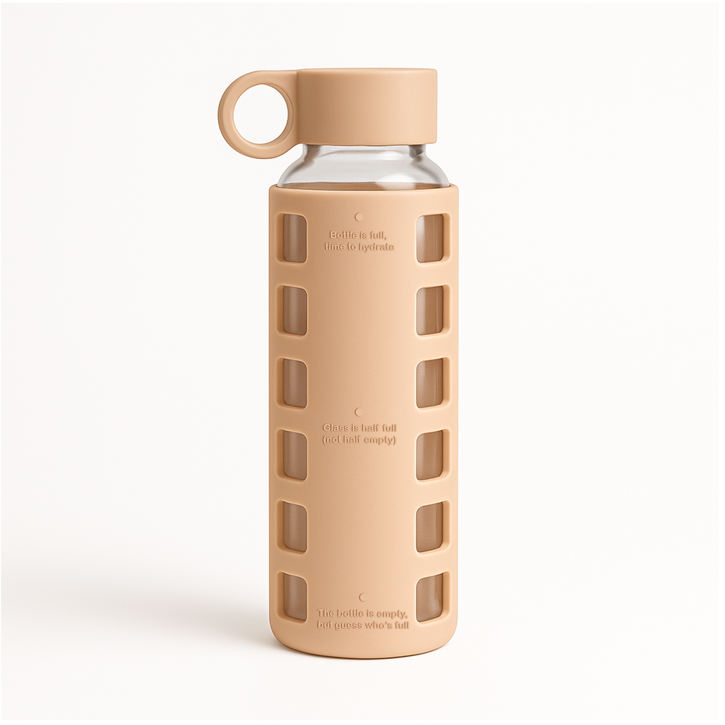 Glass Water Bottle with Silicone Sleeve & Time Markings