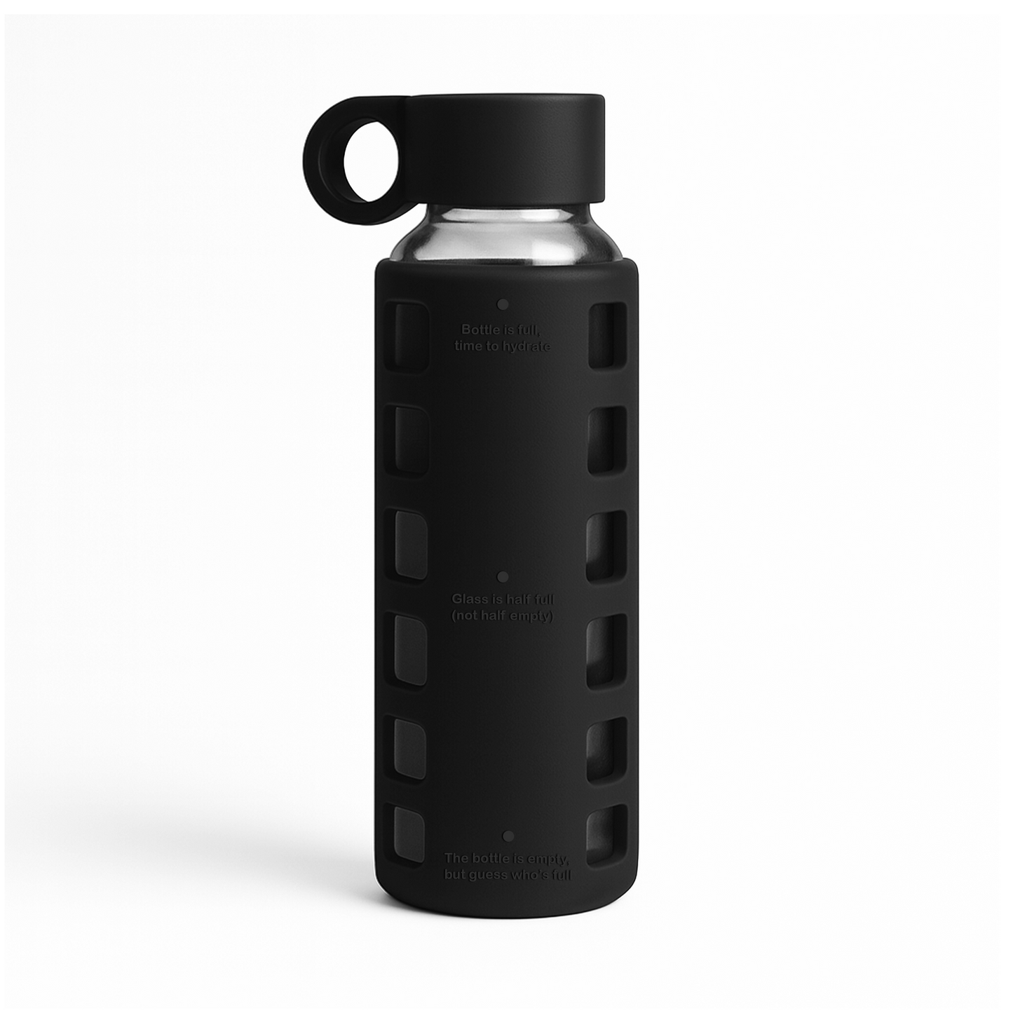 Glass Water Bottle with Silicone Sleeve & Time Markings