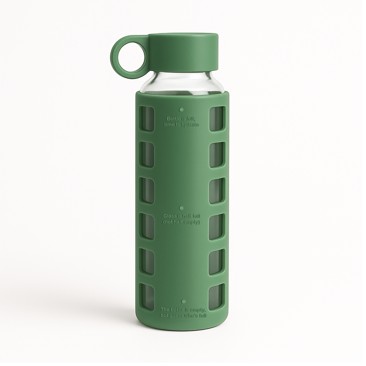 Glass Water Bottle with Silicone Sleeve & Time Markings