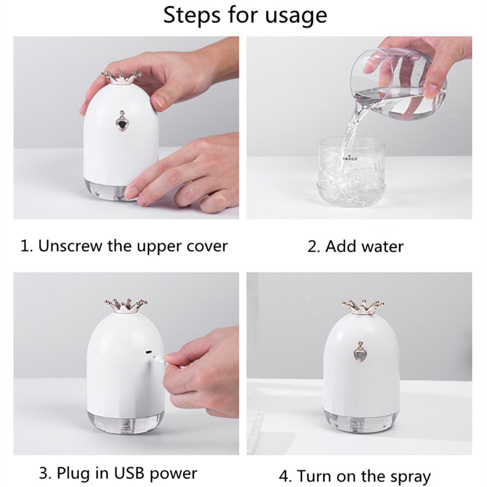 Crown Humidifier with 7-Color LED Night Light