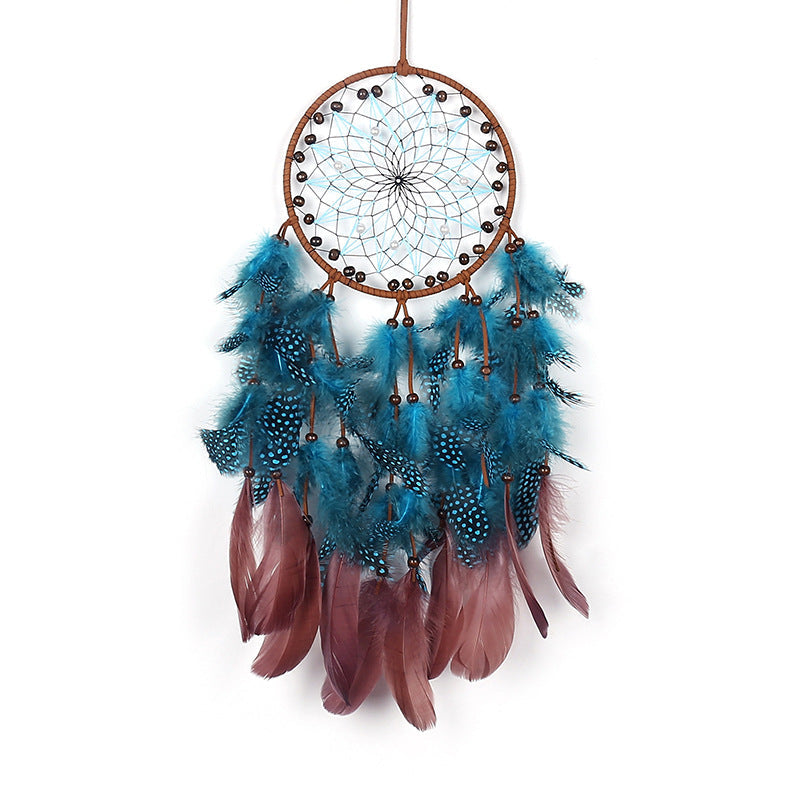 Retro Boho Dream Catcher Pendant with Feathers