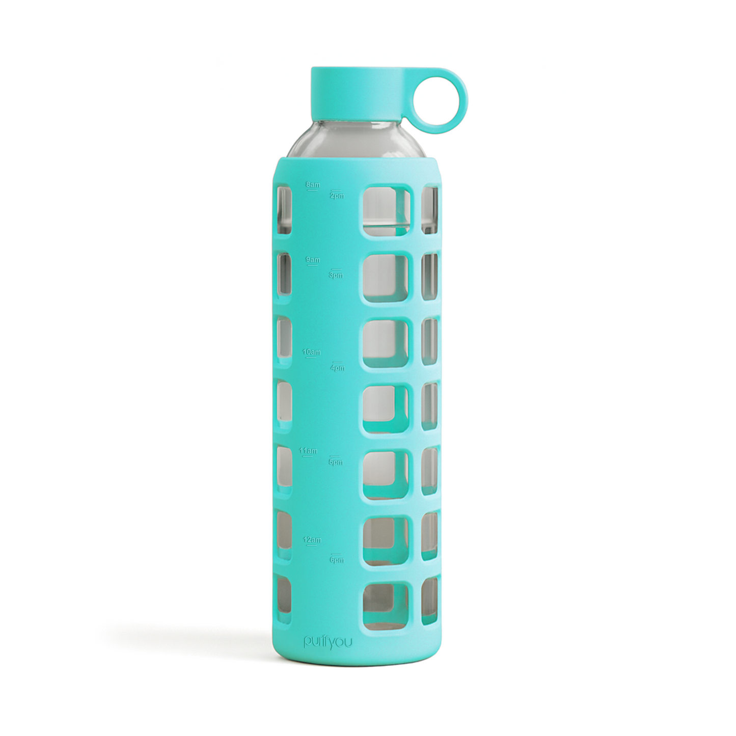 Glass Water Bottle with Silicone Sleeve & Time Markings