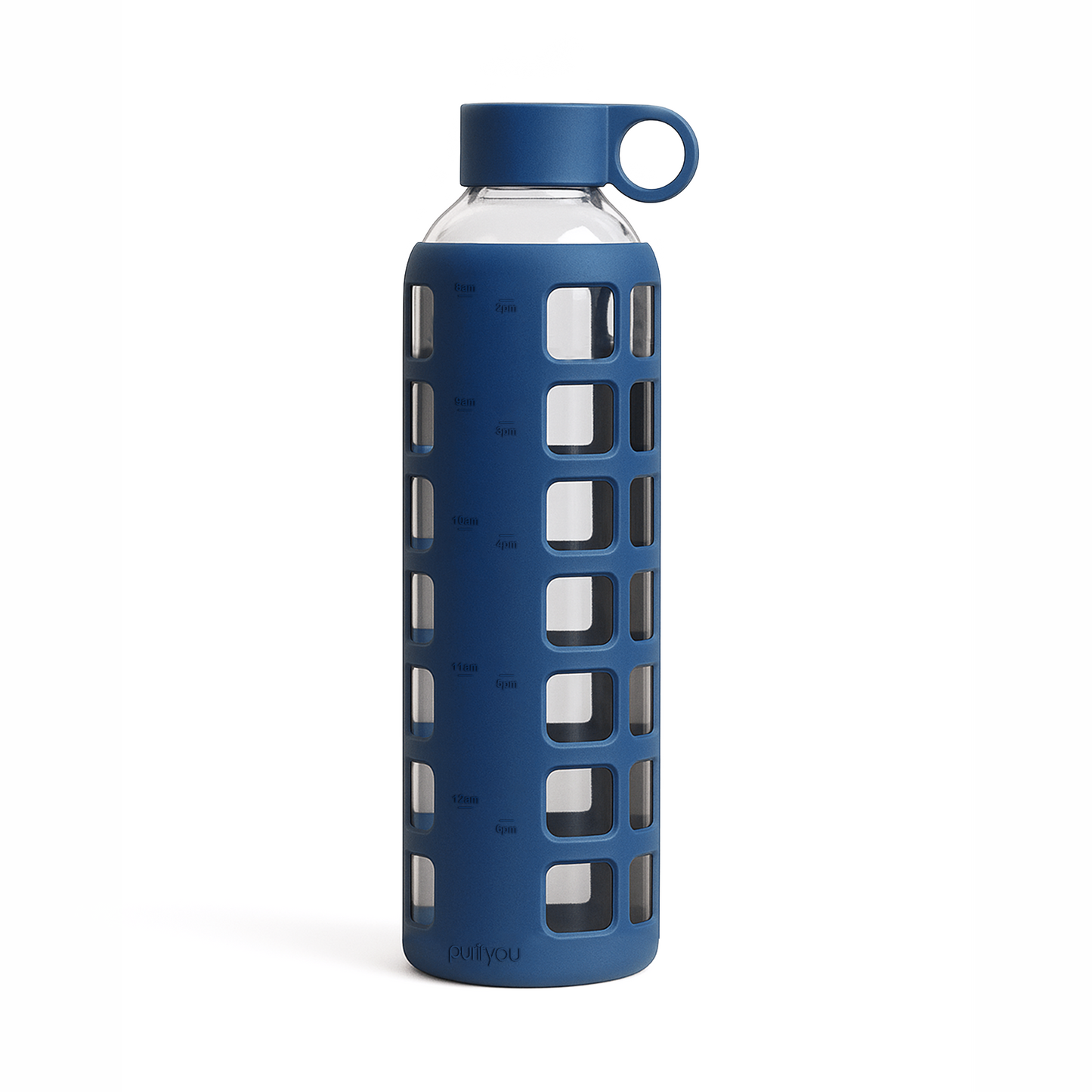 Glass Water Bottle with Silicone Sleeve & Time Markings