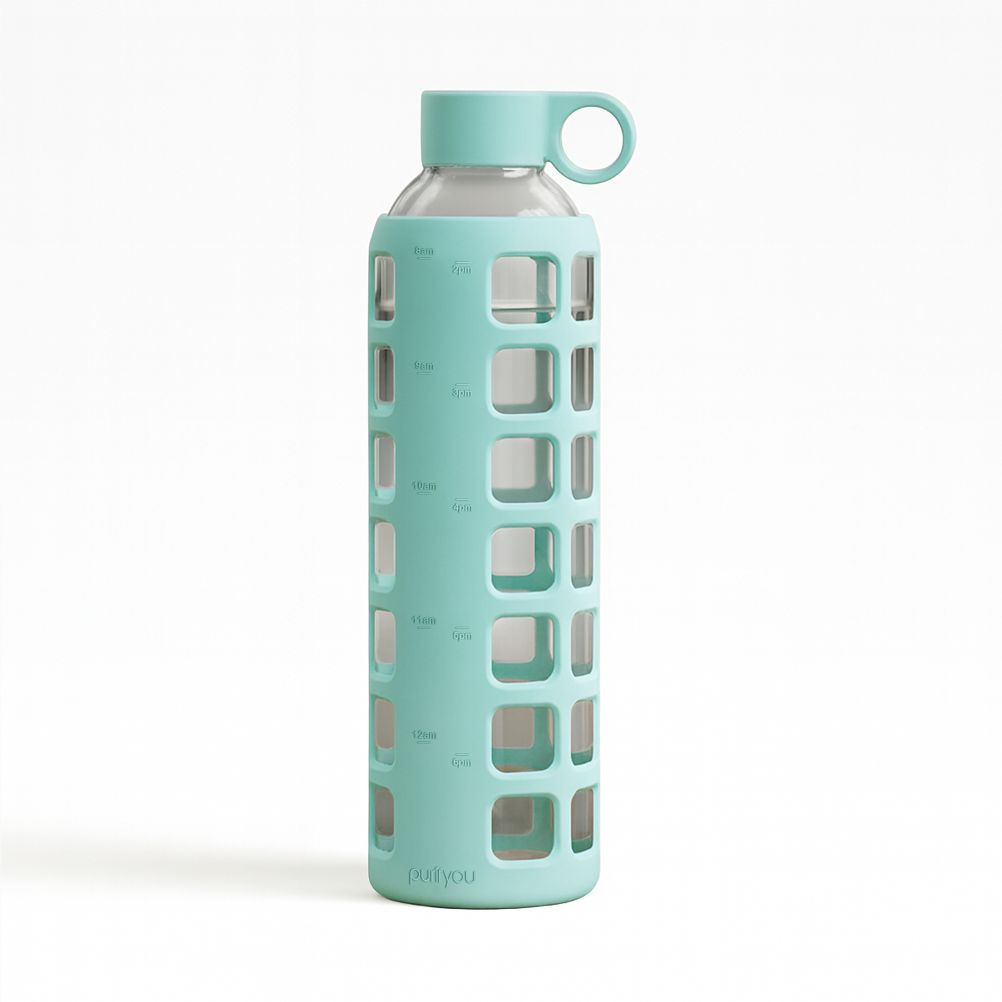 Glass Water Bottle with Silicone Sleeve & Time Markings