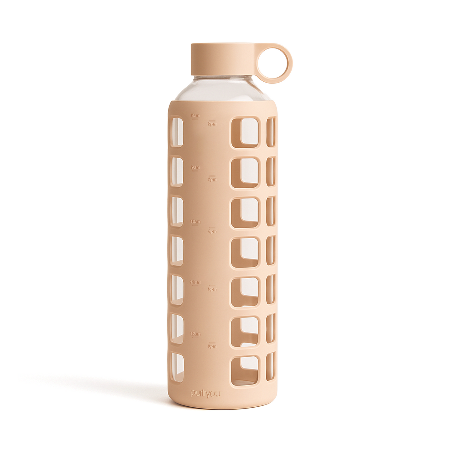 Glass Water Bottle with Silicone Sleeve & Time Markings