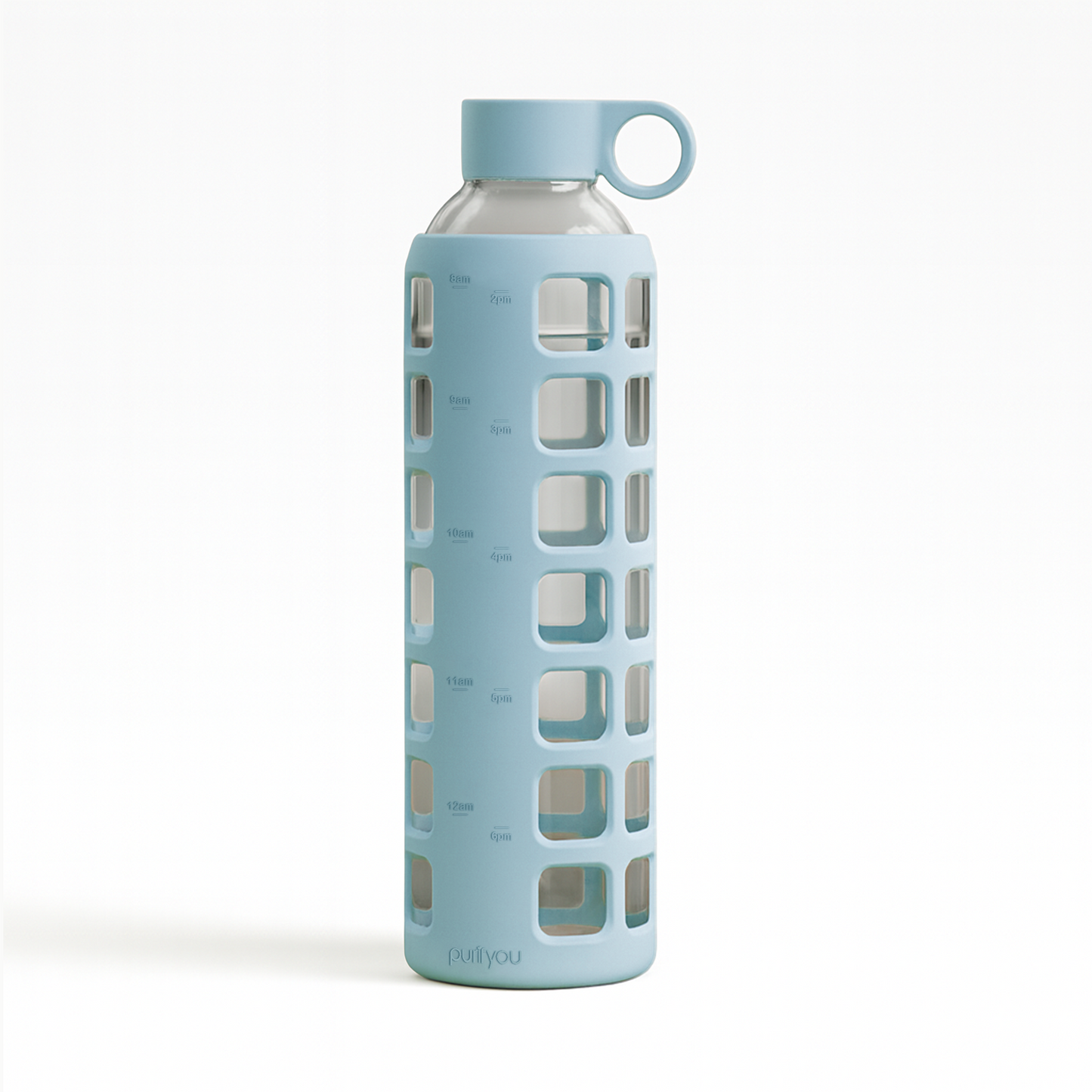 Glass Water Bottle with Silicone Sleeve & Time Markings