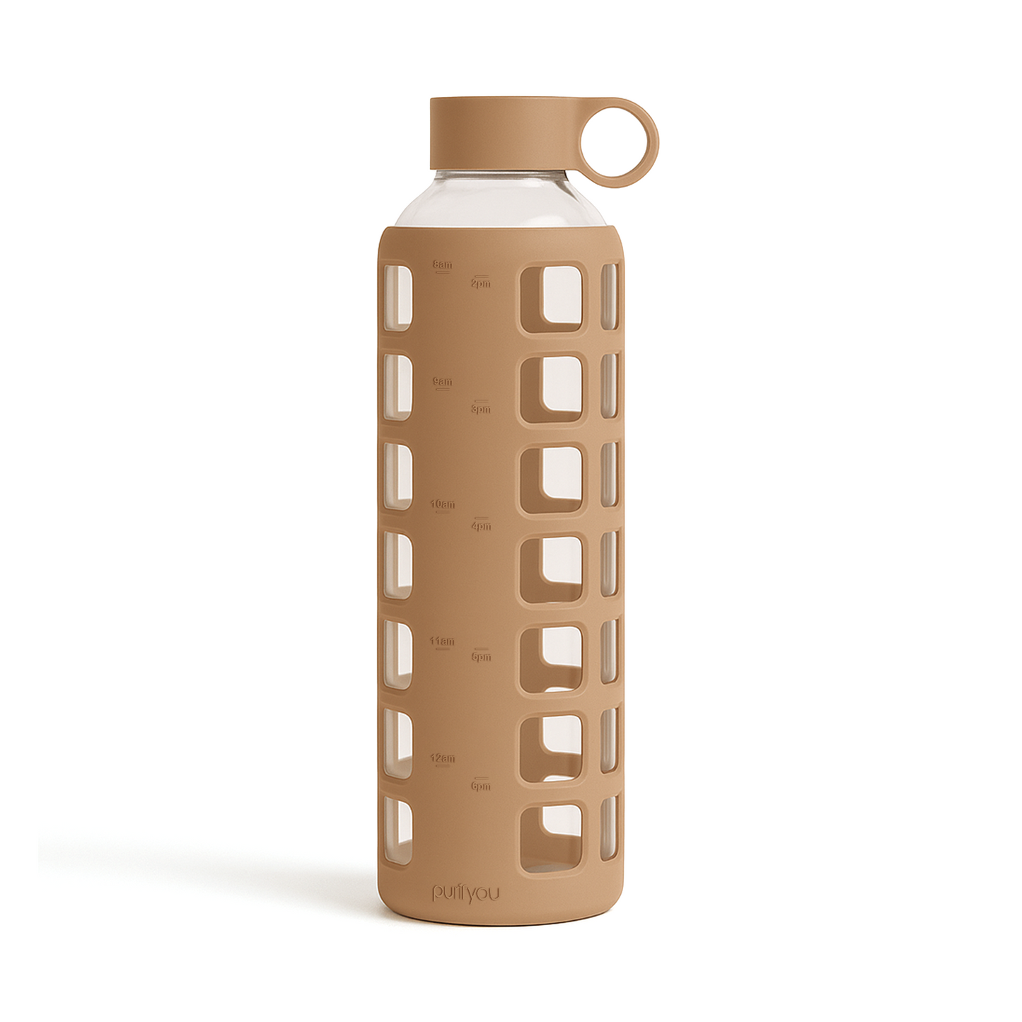 Glass Water Bottle with Silicone Sleeve & Time Markings