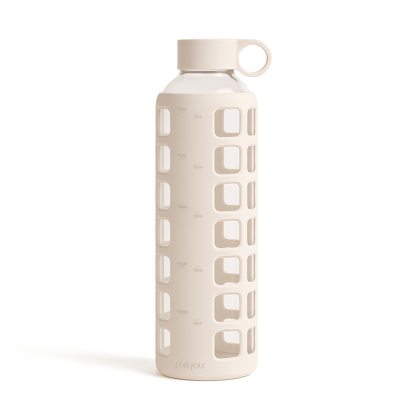 Glass Water Bottle with Silicone Sleeve & Time Markings