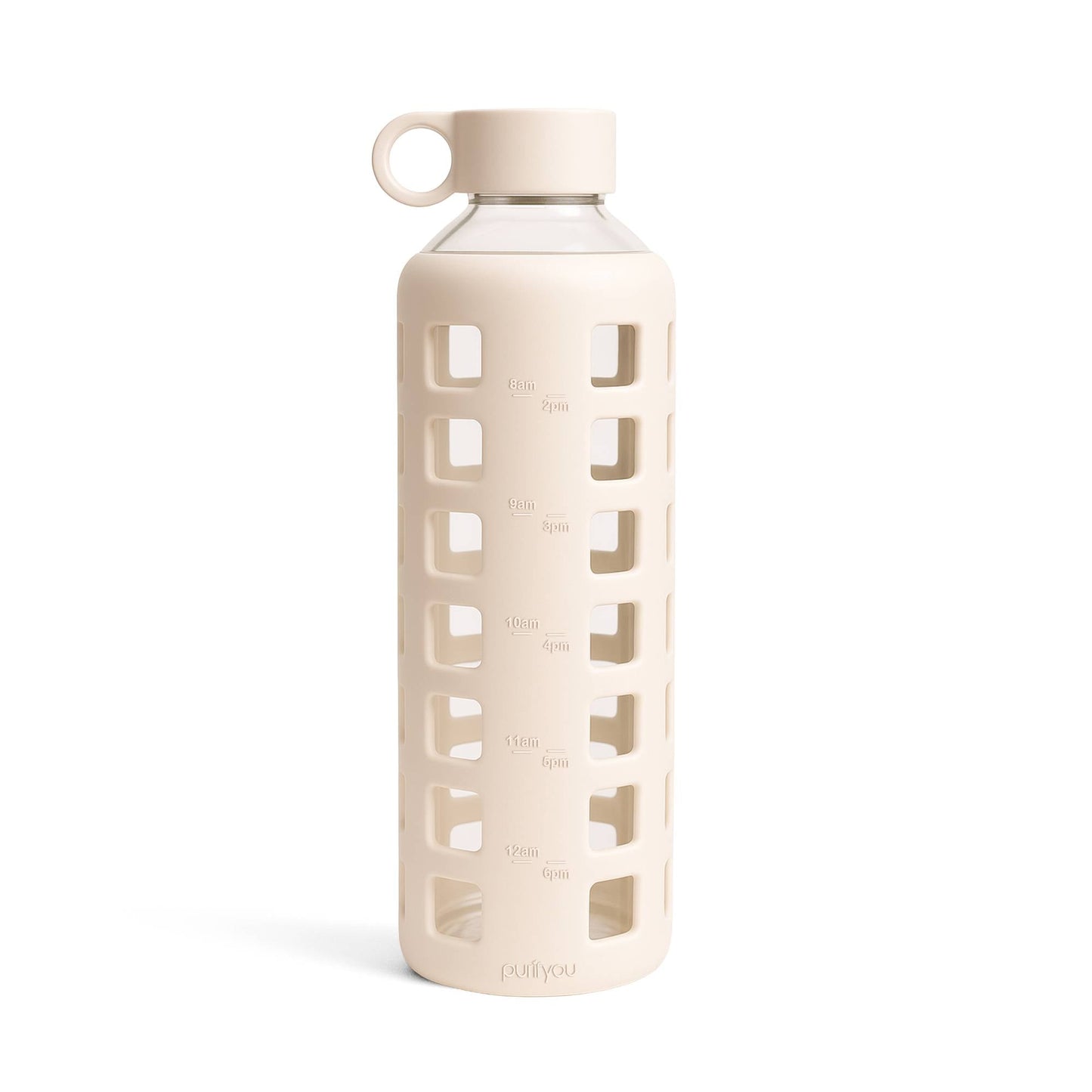 Glass Water Bottle with Silicone Sleeve & Time Markings