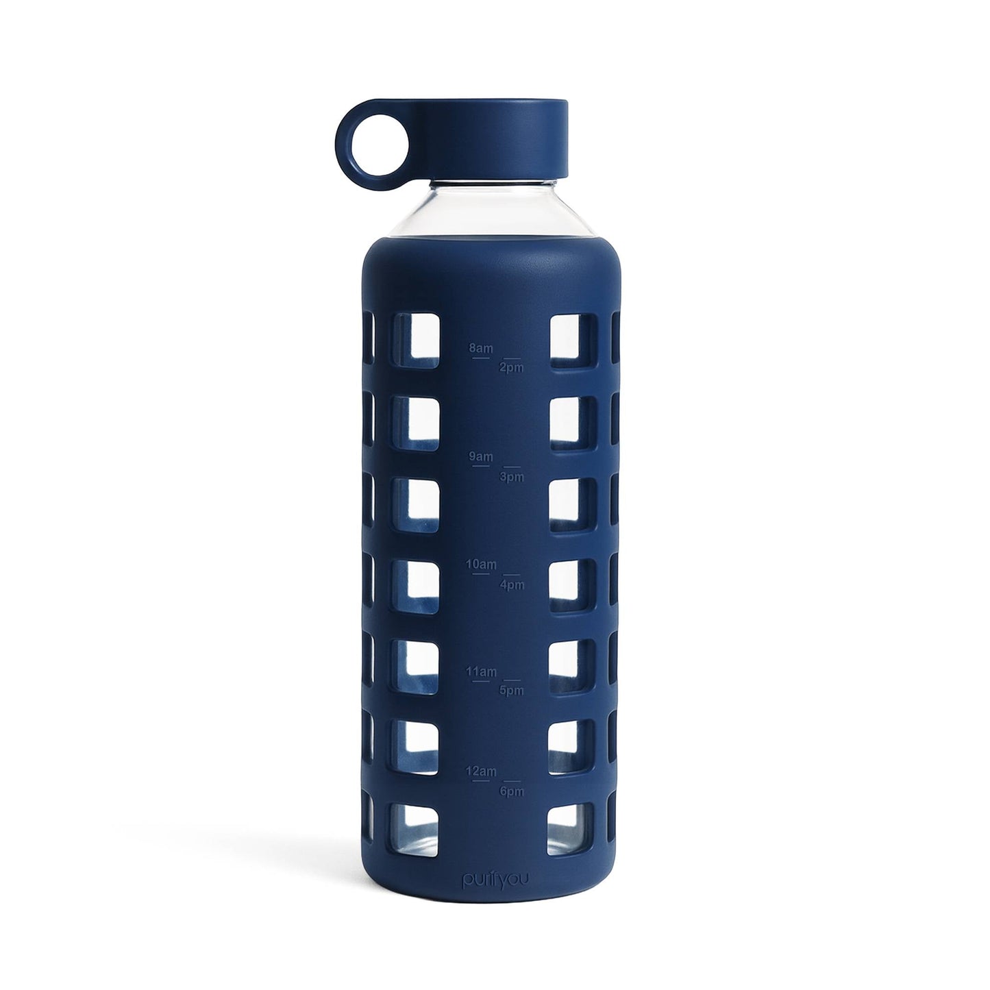 Glass Water Bottle with Silicone Sleeve & Time Markings