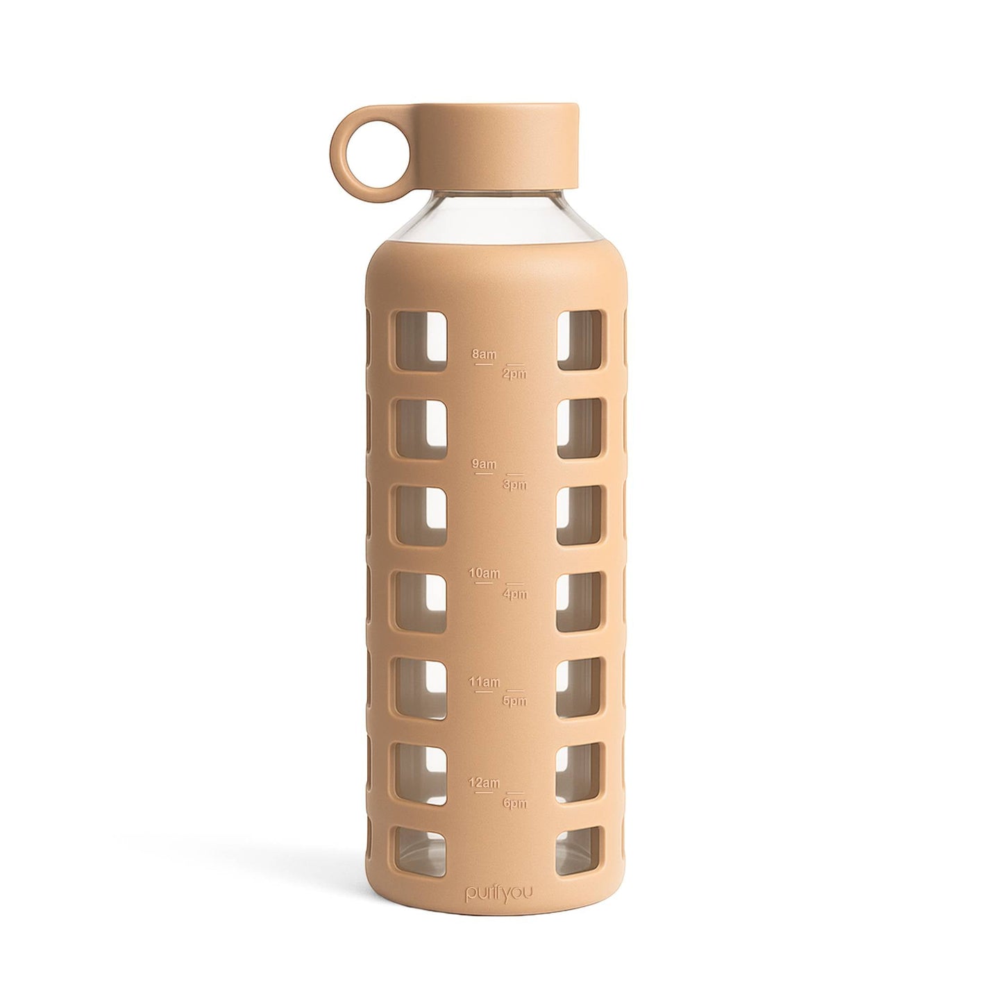 Glass Water Bottle with Silicone Sleeve & Time Markings