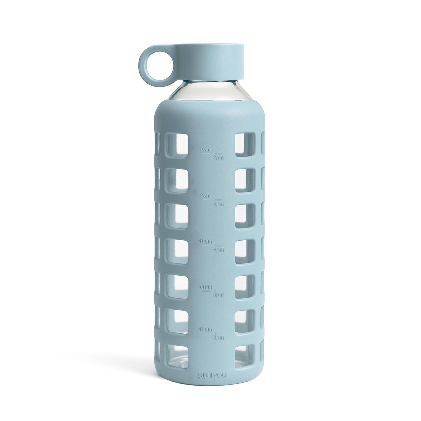 Glass Water Bottle with Silicone Sleeve & Time Markings