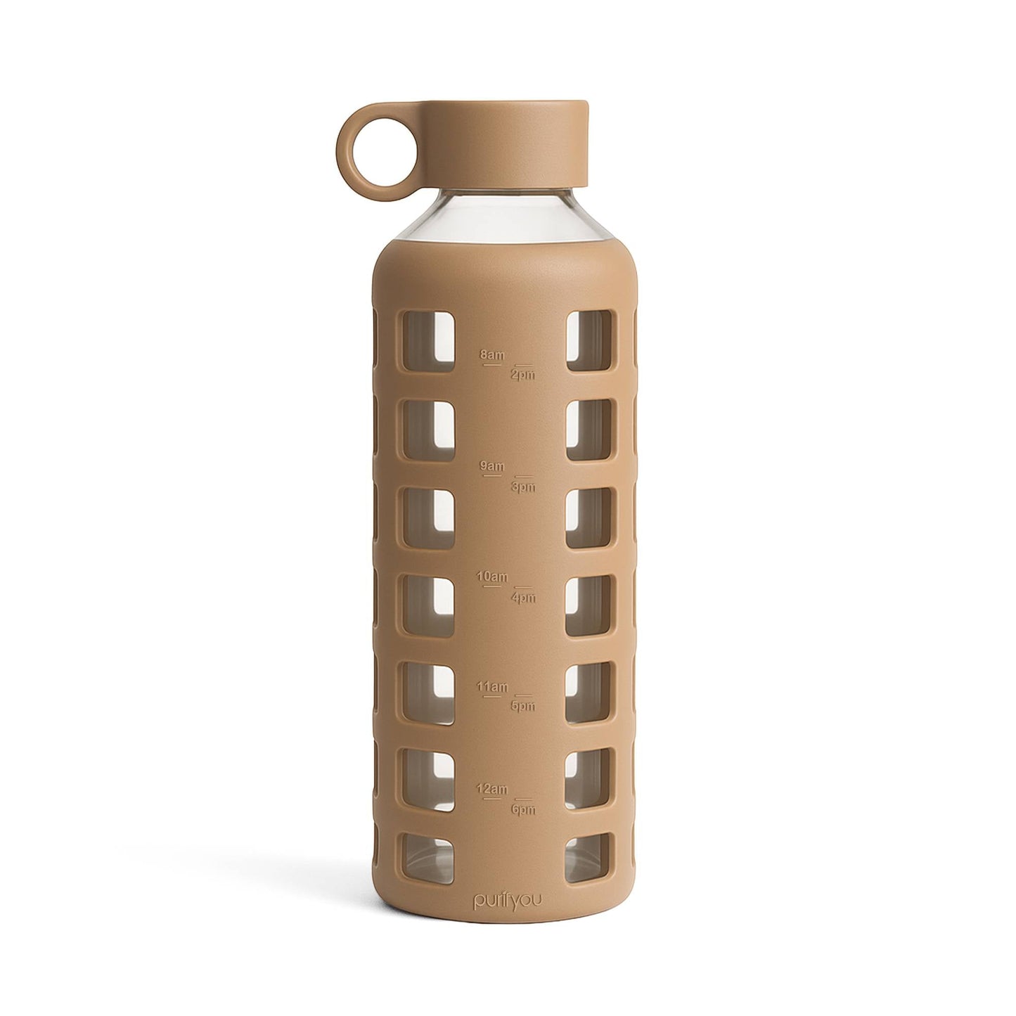 Glass Water Bottle with Silicone Sleeve & Time Markings