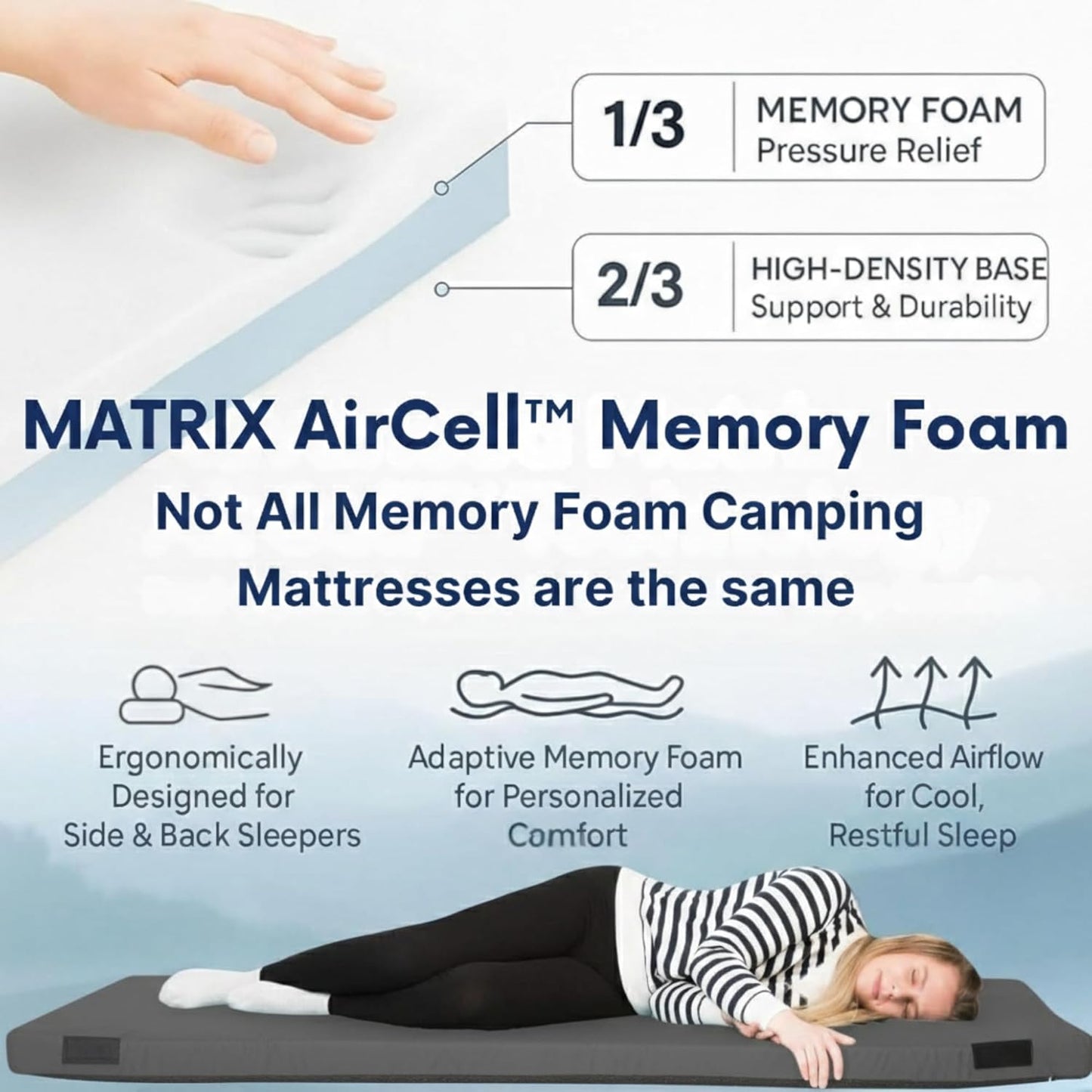 Hazli Memory Foam Camping Mattress – Twin XL