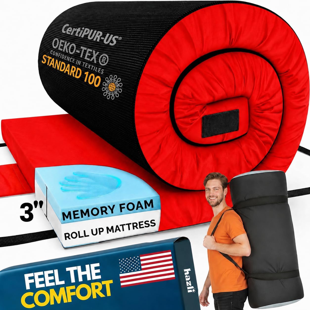 Hazli Memory Foam Camping Mattress – Twin XL