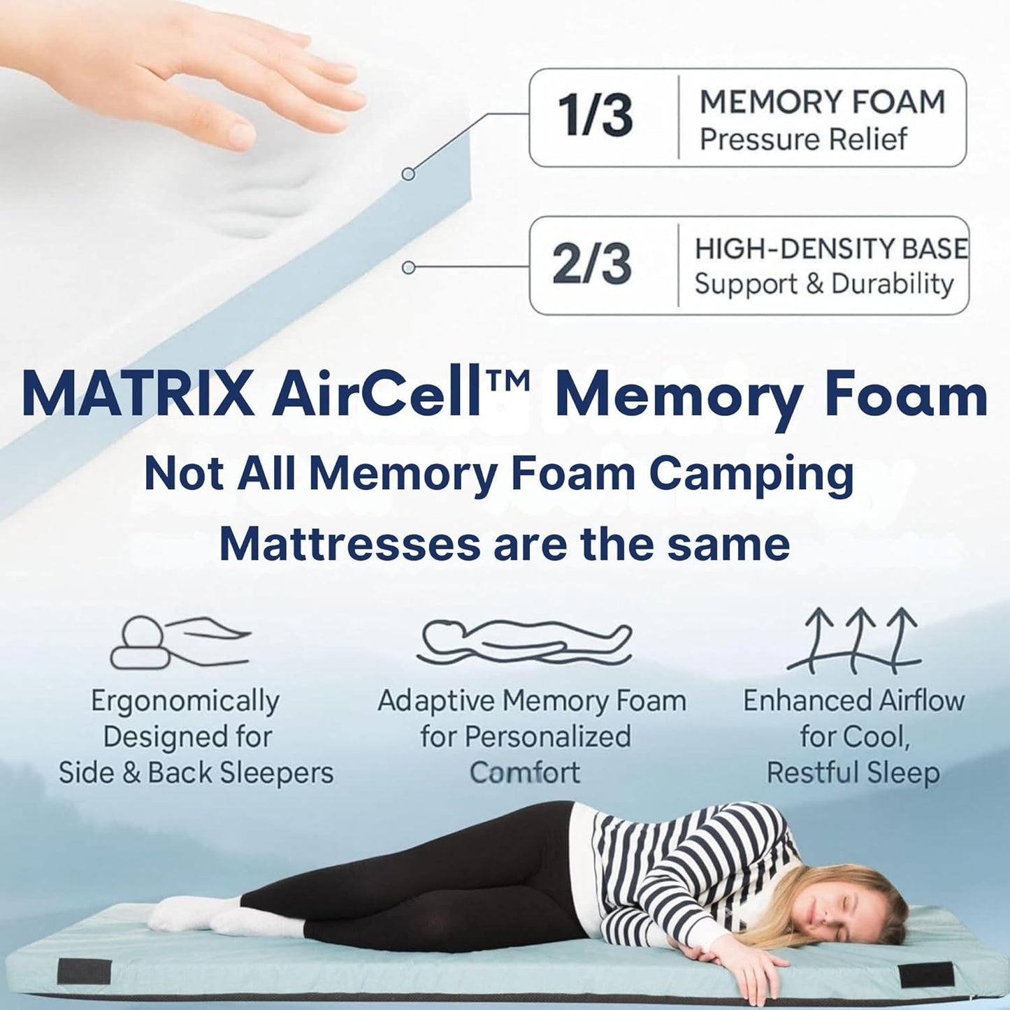 Hazli Memory Foam Camping Mattress – Twin XL