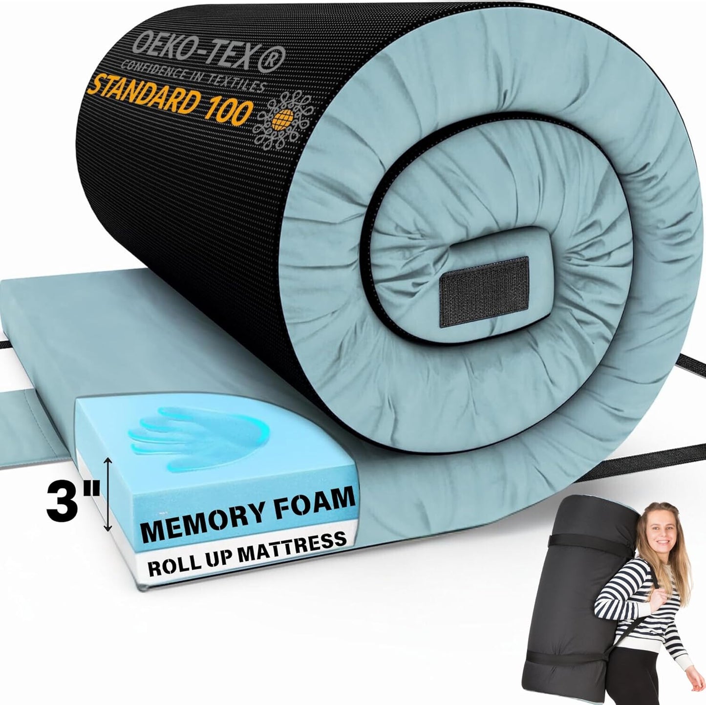Hazli Memory Foam Camping Mattress – Twin XL