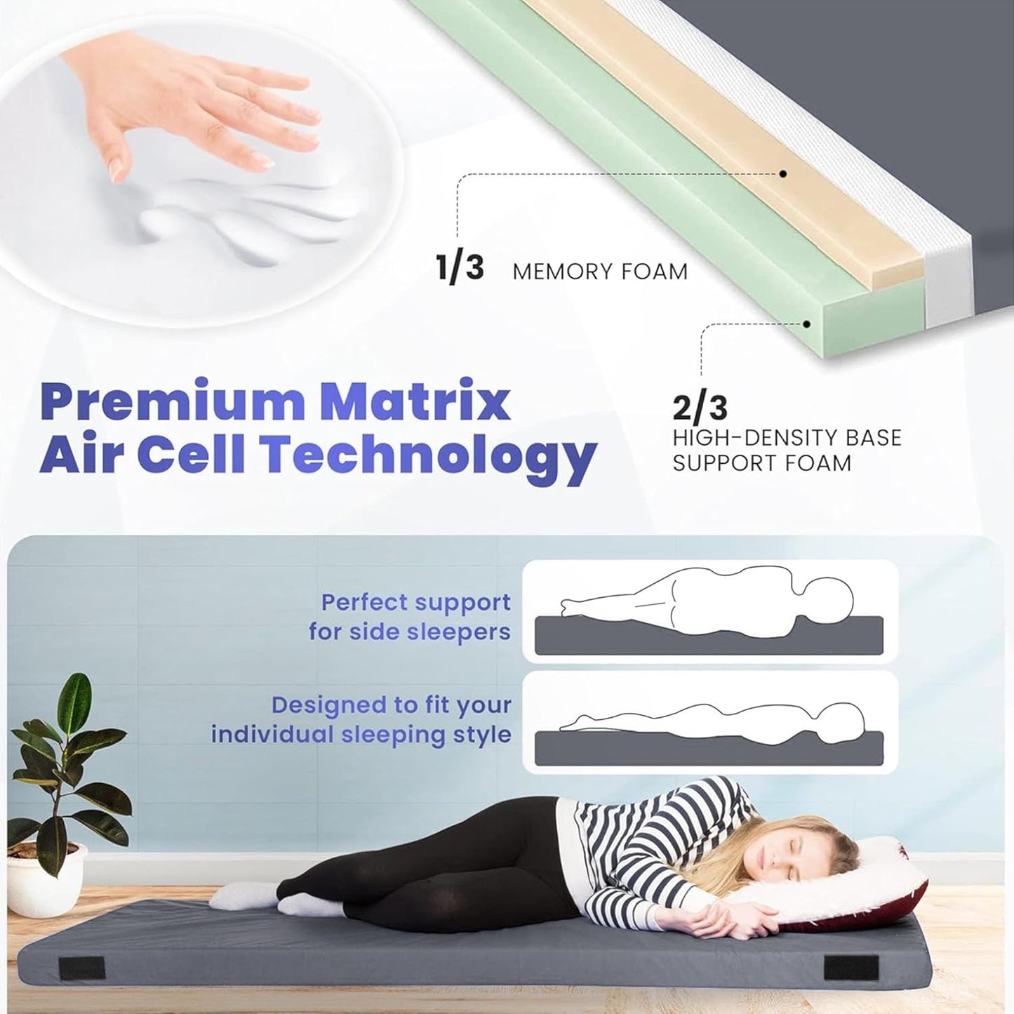 Hazli Memory Foam Camping Mattress – Twin XL