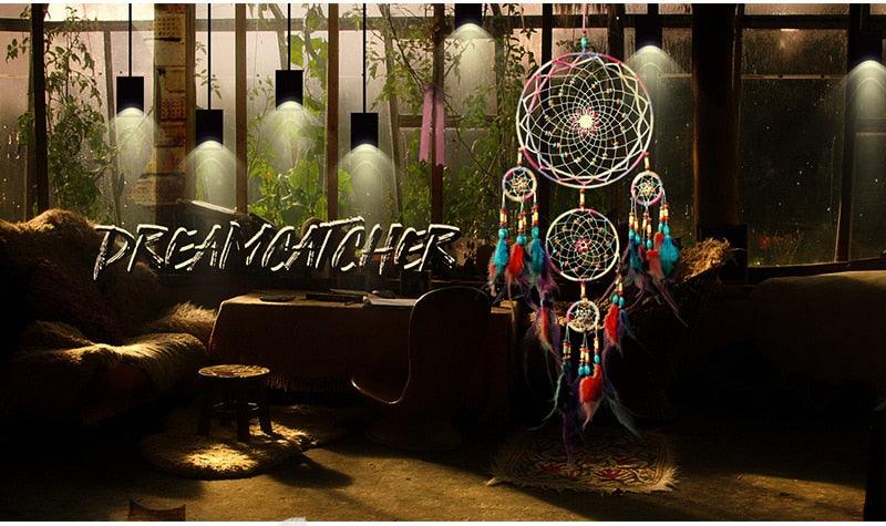 Handcrafted Dream Catcher Wind Chime with Feathers
