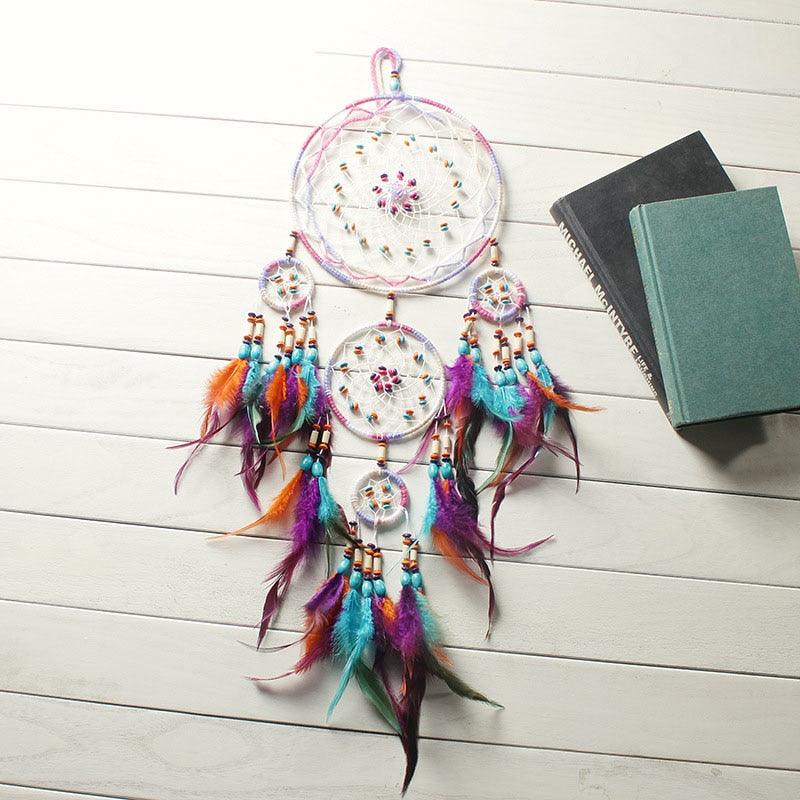 Handcrafted Dream Catcher Wind Chime with Feathers