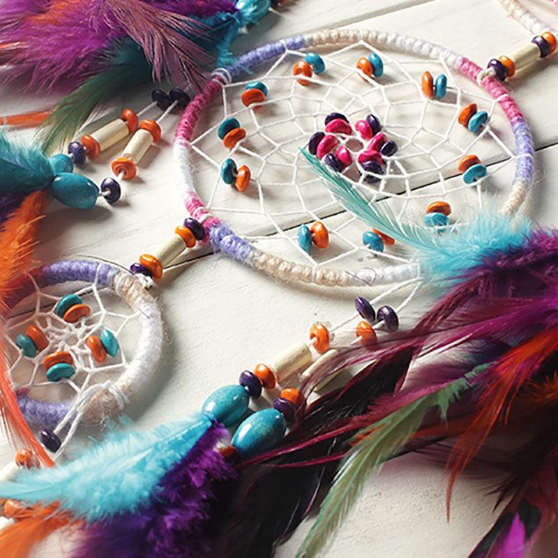 Handcrafted Dream Catcher Wind Chime with Feathers