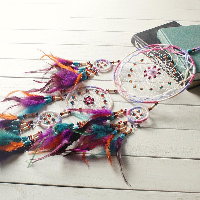 Handcrafted Dream Catcher Wind Chime with Feathers