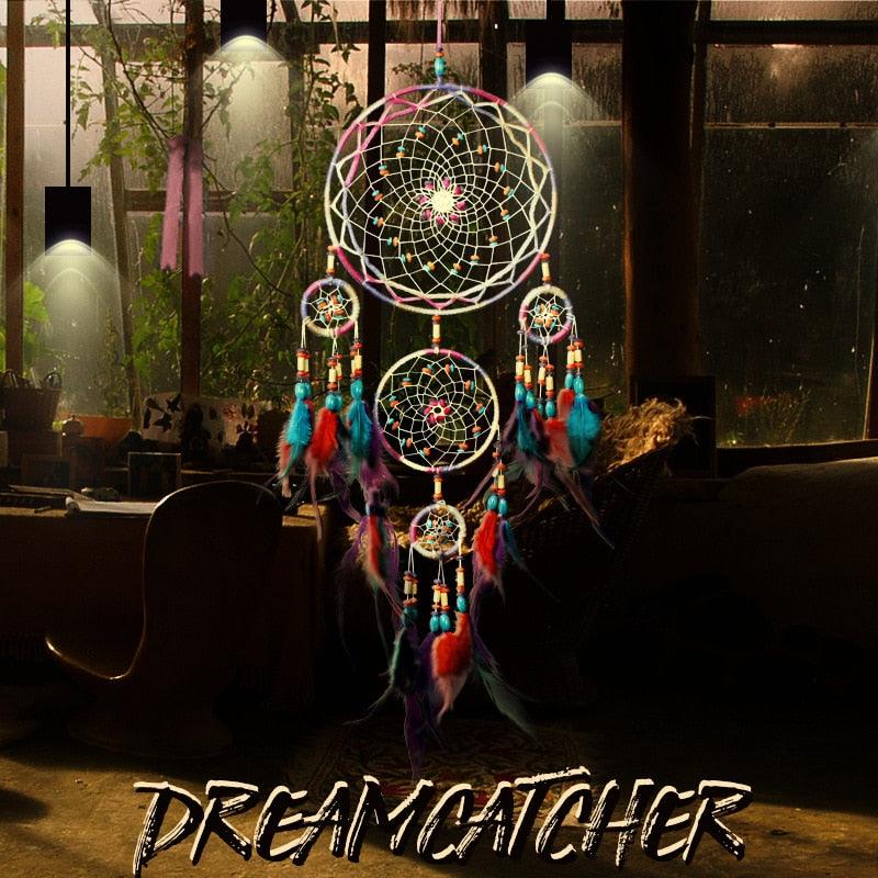 Handcrafted Dream Catcher Wind Chime with Feathers
