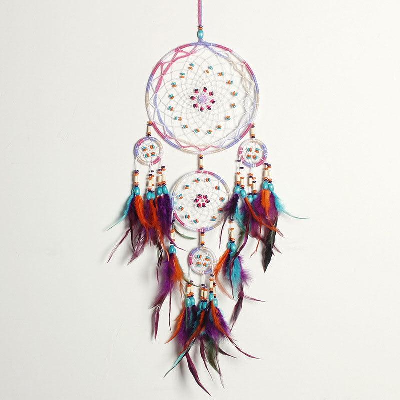 Handcrafted Dream Catcher Wind Chime with Feathers